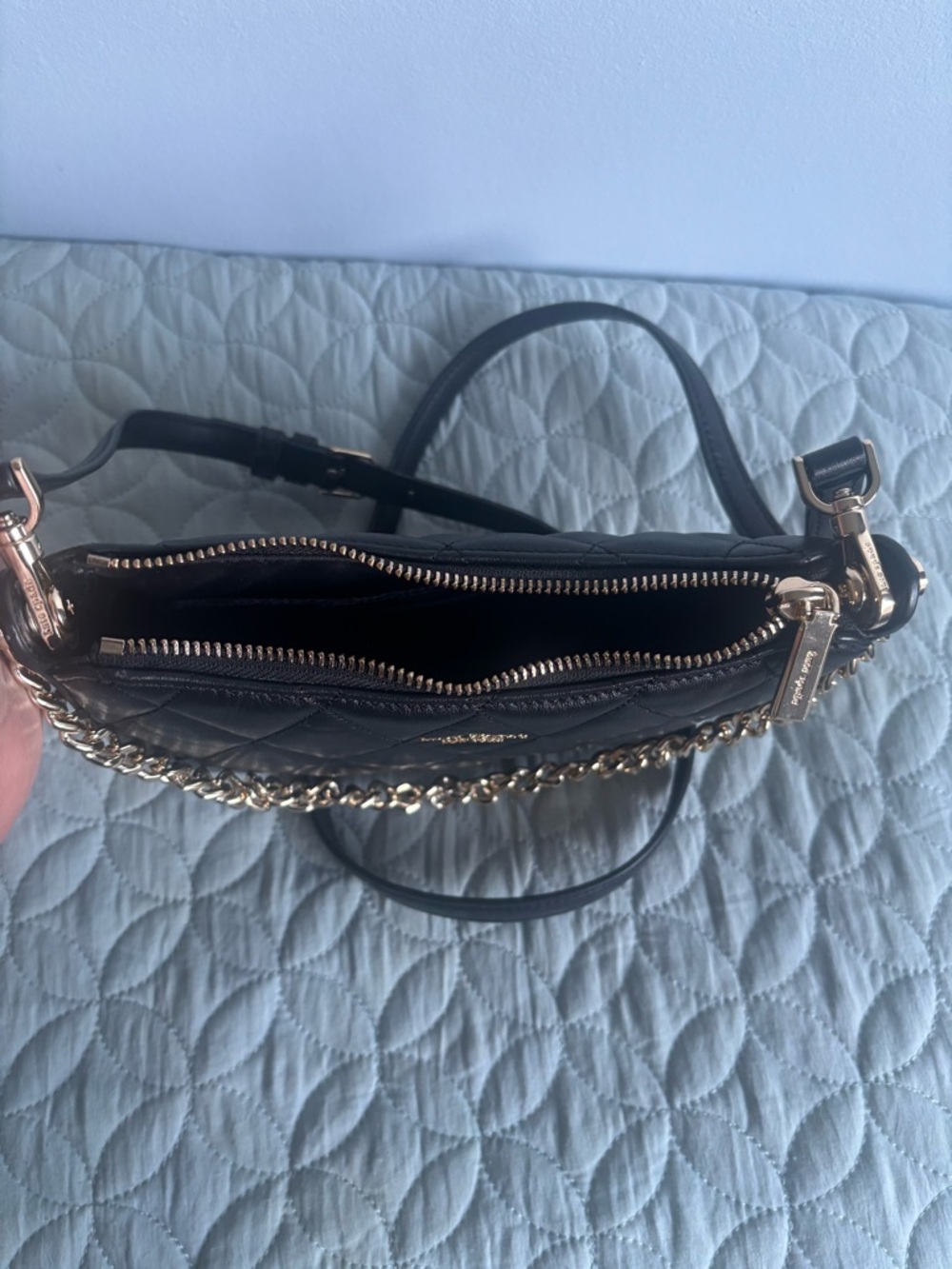 kate spade Black Quilted Leather Shoulder Bag with Gold Chain Accent - Picture 4 of 7
